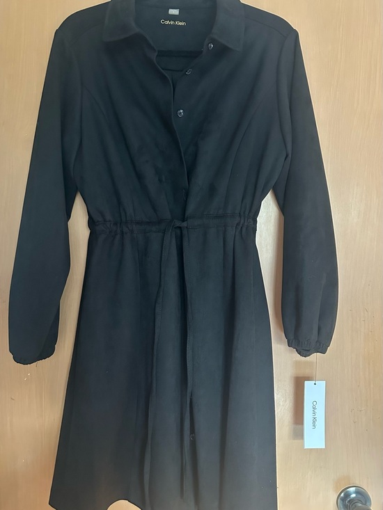 Calvin Klein Dresses & Skirts - Calvin Klein Black ultra suede Drawstring Shirt Dress